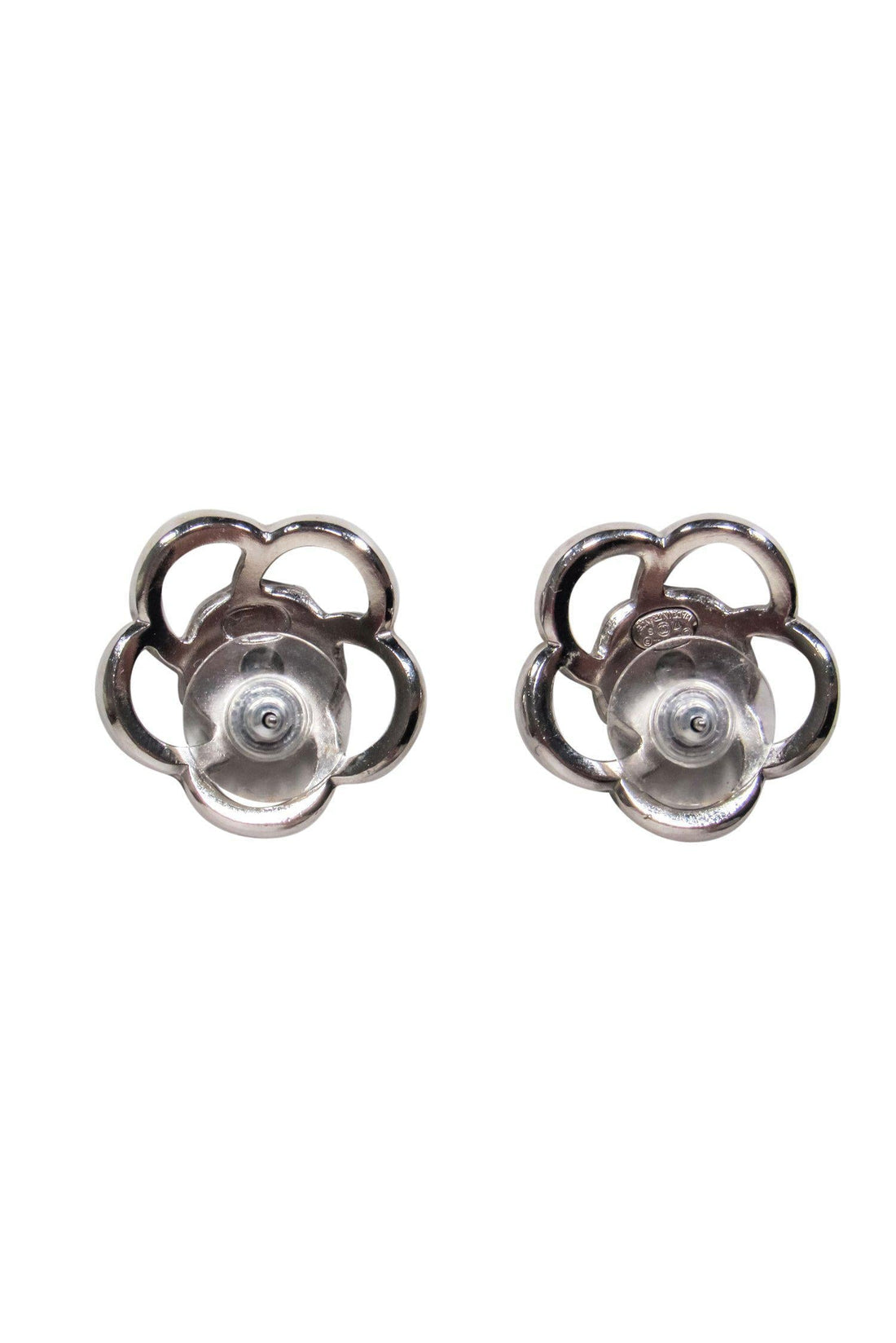 Chanel - Silver & Multicolored Crystal & Resin Floral Stud Earrings