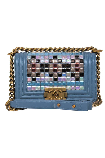 Chanel - Slate Blue Mosaic Chain Boy Bag