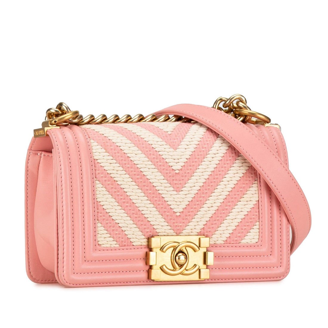 Top Quality Chanel Small Braided Chevron Boy Flap (SHG-f3tD92)
