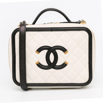Pearl Street Bags Chanel Small Caviar CC Filigree Vanity Case (SHG-fHirT4)