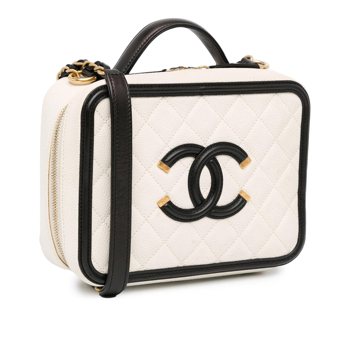 Pearl Street Bags Chanel Small Caviar CC Filigree Vanity Case (SHG-fHirT4)