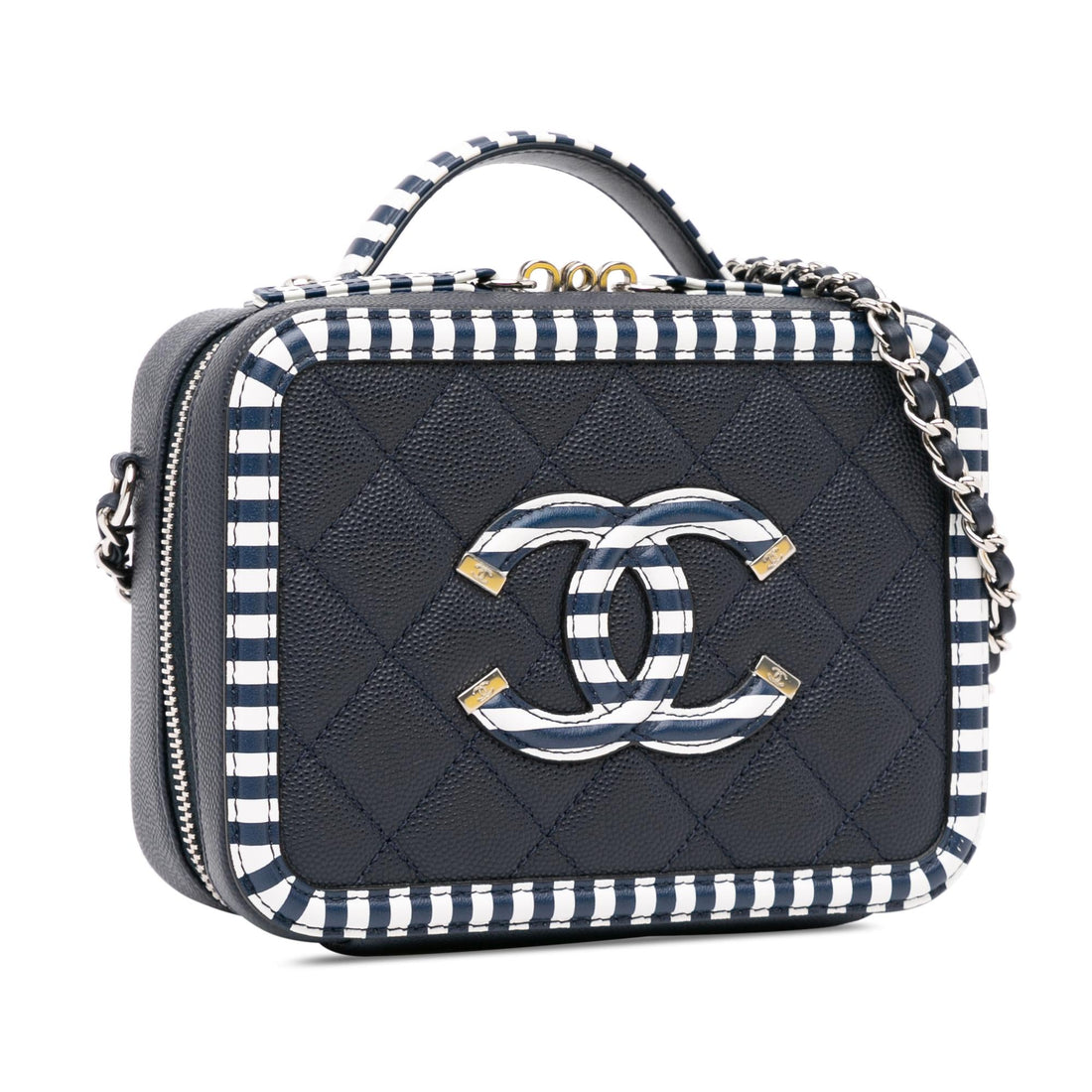 Pearl Street Bags Chanel Small Caviar CC Filigree Vanity Case (SHG-8go1HA)