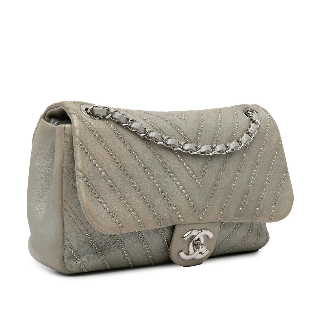 Pearl Street Bags Chanel Small Chevron Calfskin Stud Wars Flap (SHG-l15TVk)