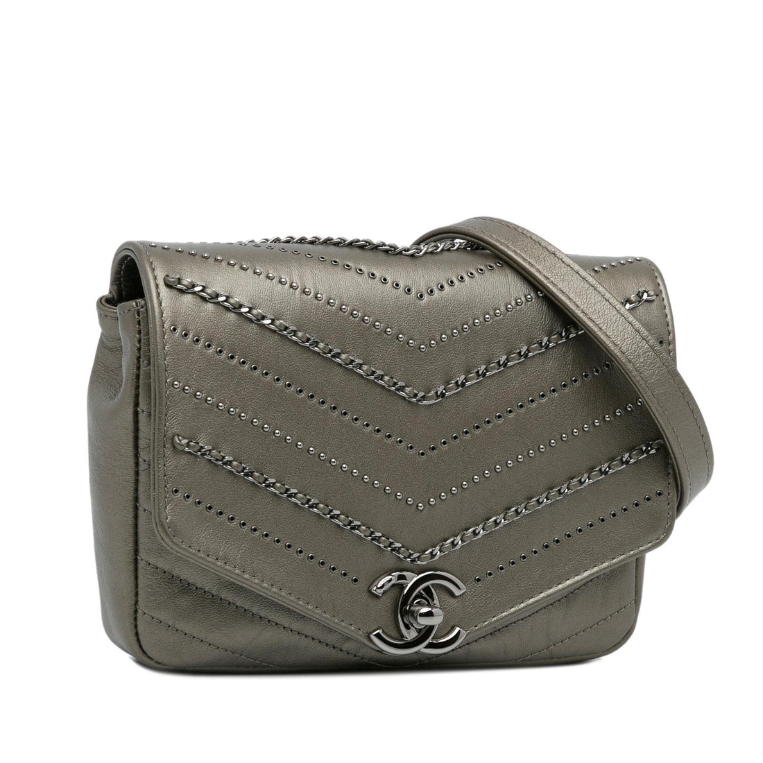 Top Quality Chanel Small Chevron Data Center Envelope Flap Bag (SHG-HKKj3R)