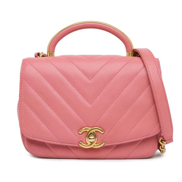Pearl Street Bags Chanel Small Chevron Lambskin Reversed Round Flap (SHG-tiKa51)