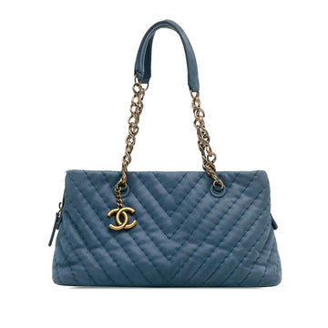 Chanel Small Chevron Surpique Iridescent CalBNkin Tote (SHG-sHtll6)