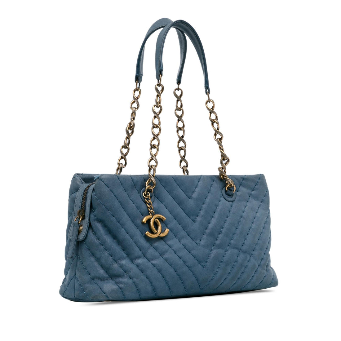 Chanel Small Chevron Surpique Iridescent CalBNkin Tote (SHG-sHtll6)