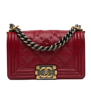 Chanel Small Grained CalBNkin Boy Double Stitch Flap (SHG-5sJFKX)