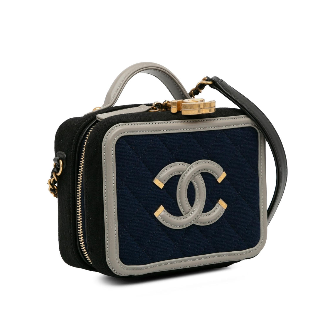 Pearl Street Bags Chanel Small Jersey CC Filigree Vanity Case (SHG-BKQMVd)