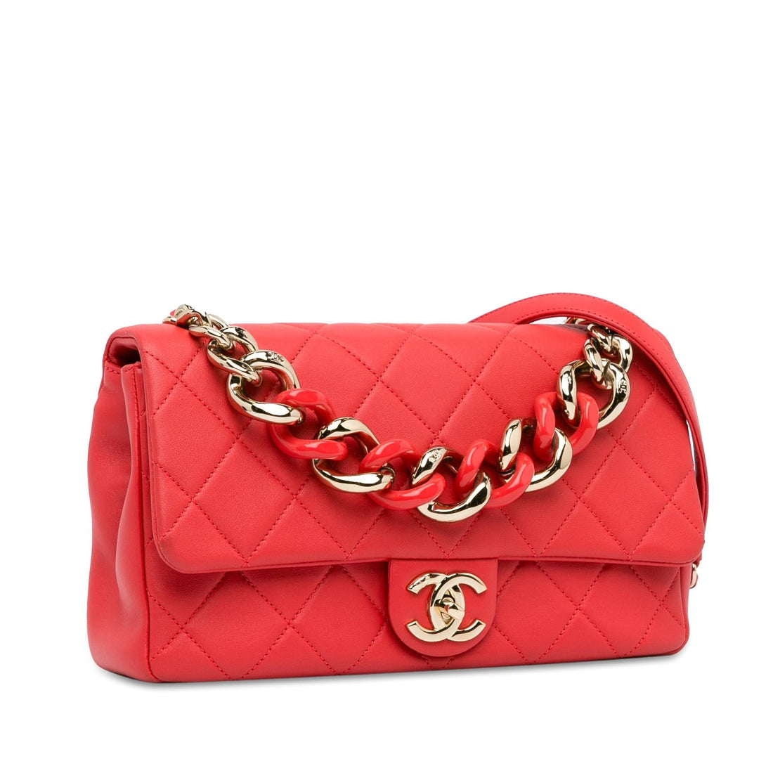Pearl Street Bags Chanel Small Lambskin Elegant Chain Single Flap (SHG-SDFYLG)