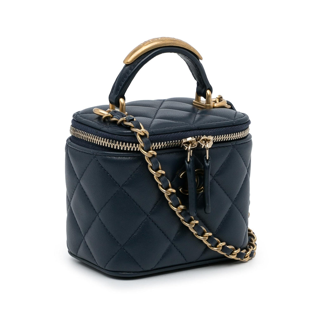 Chanel Small Lambskin Top Handle Vanity Bag (SHG-2wg184)