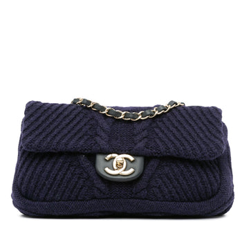 Top Quality Chanel Small Paris Hamburg Cable Knit Flap (SHG-3xWf2e)