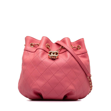 Chanel Small Quilted CalBNkin Bucket Bag (SHG-aS6Bni)