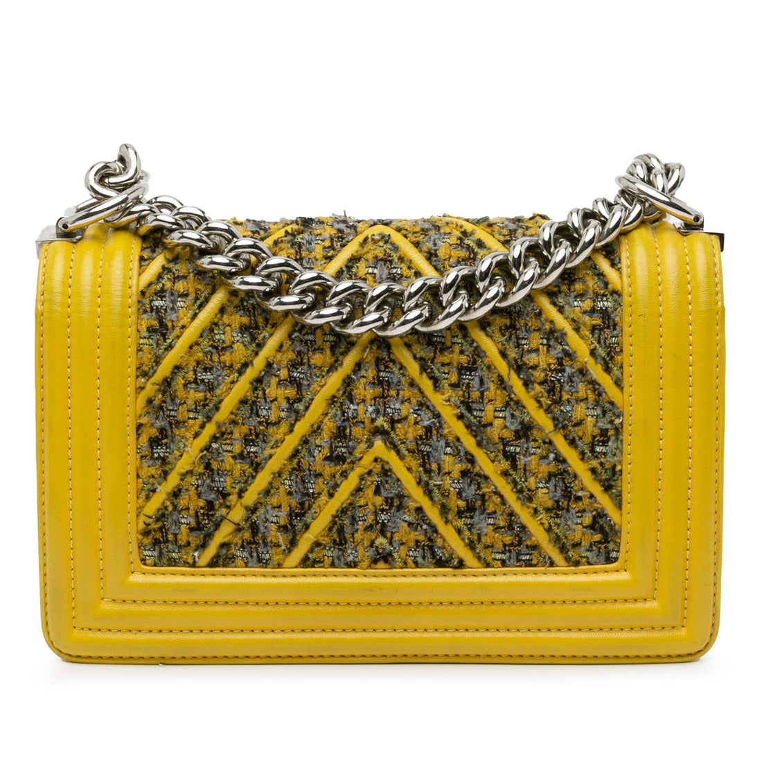 Pearl Street Bags Chanel Small Tweed and Lambskin Chevron Boy Flap (SHG-6vNjyY)