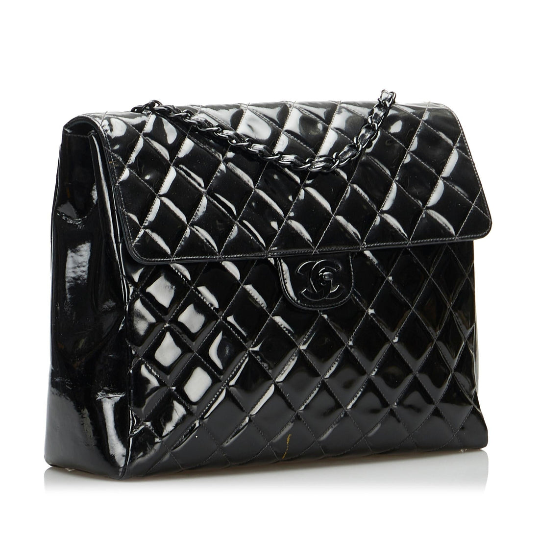 Top Quality Chanel So Black Matelasse Patent Leather Single Flap Bag (SHG-6IHvZr)