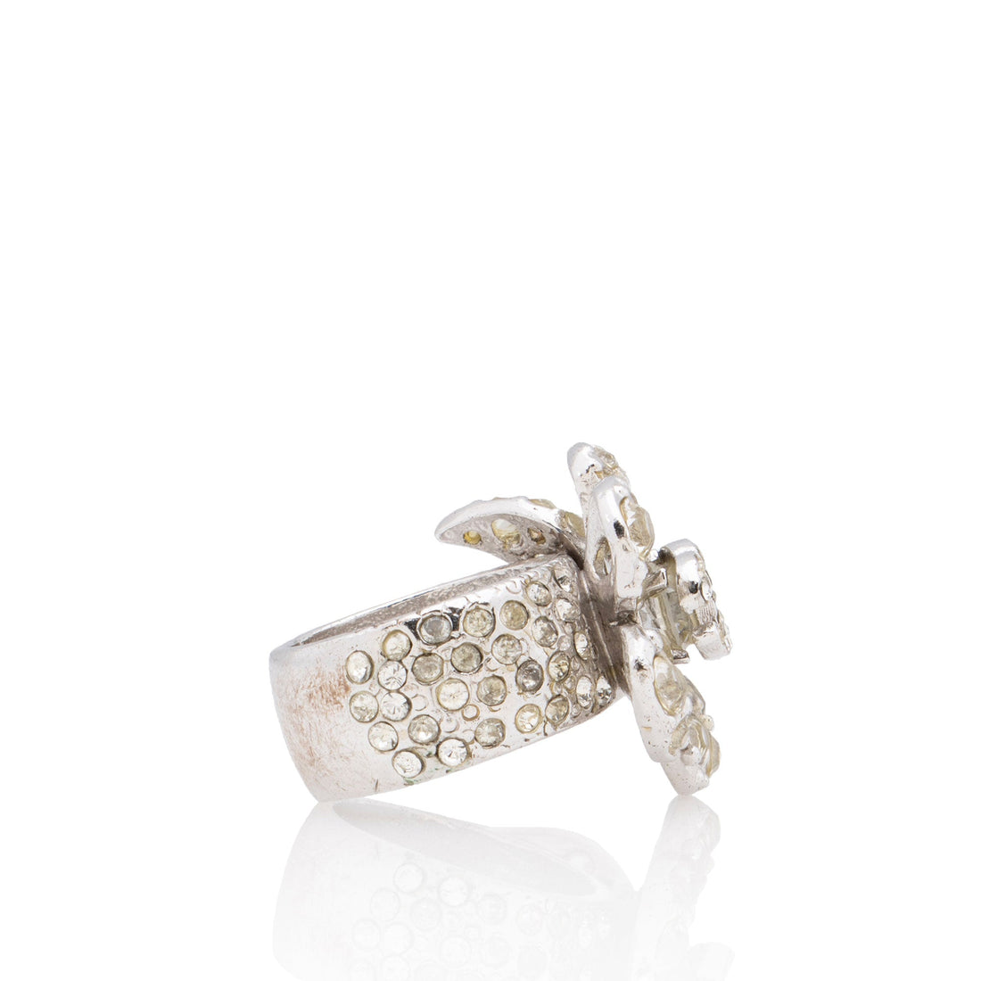 Top Quality Chanel Swarovski Crystal CC Camellia Ring - Size 7 (SHF-0leEV6)