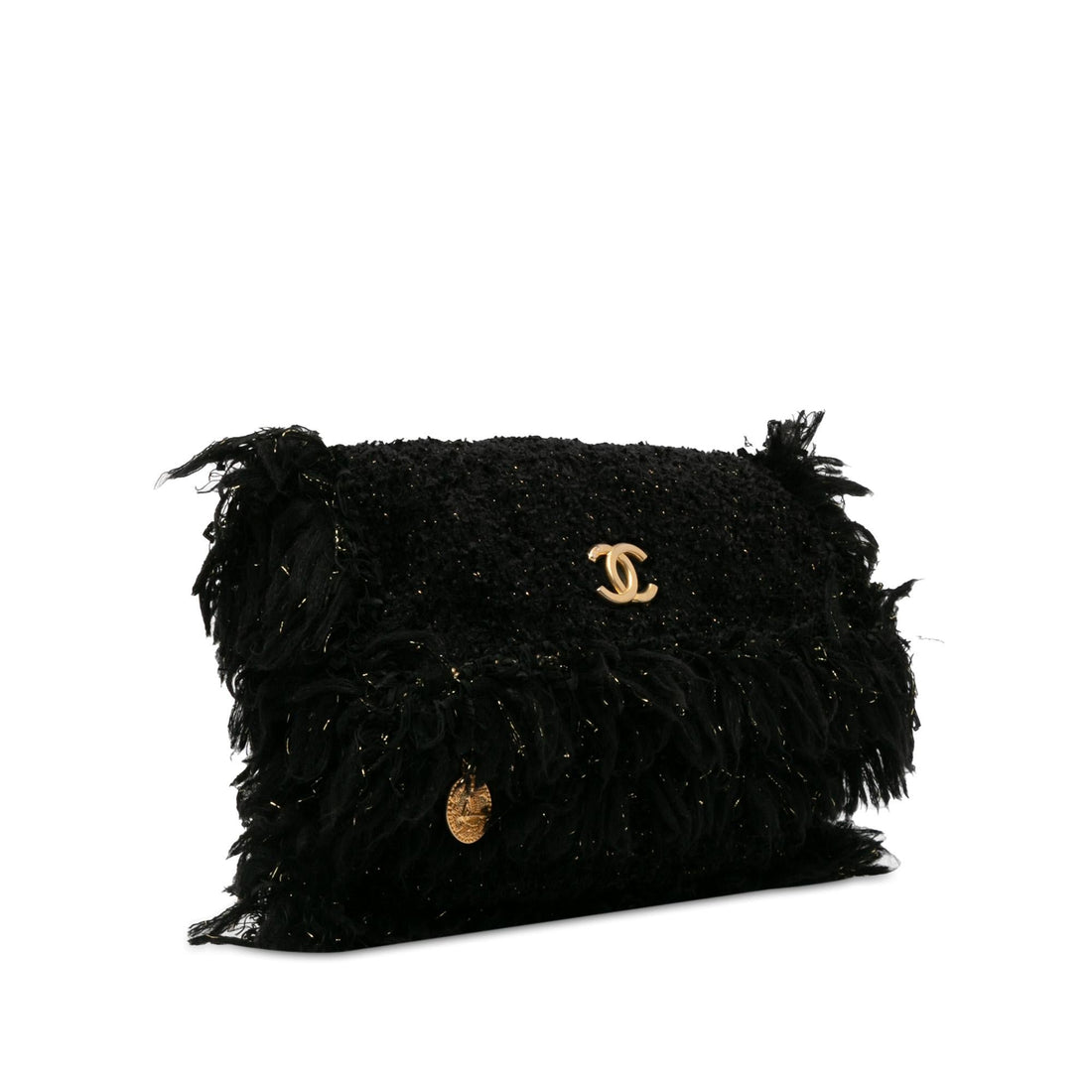 Pearl Street Bags Chanel Tweed Fringe Paris Cosmopolite Clutch (SHG-ZGXyrX)