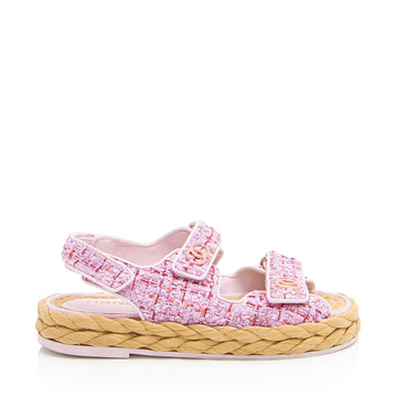 Top Quality Chanel Tweed Velcro CC Dad Sandals - Size 7 / 37 (SHF-A2gOze)