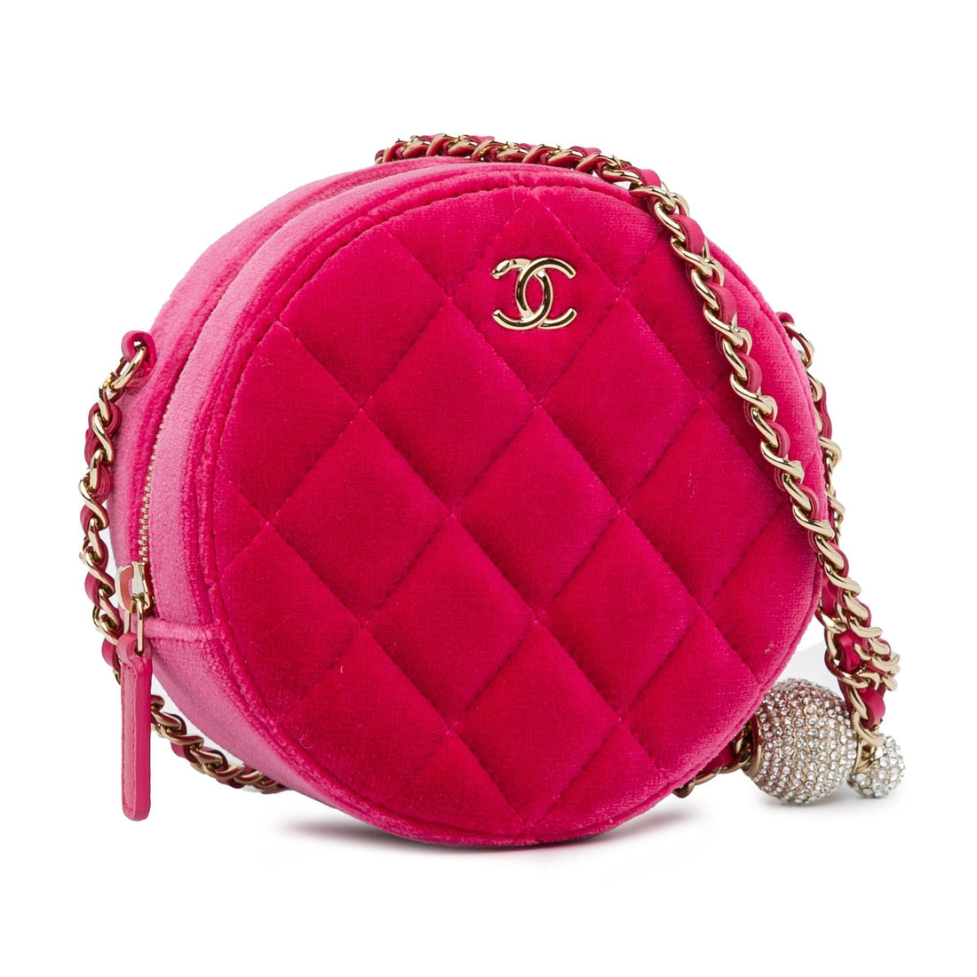 Pearl Street Bags Chanel Velvet Pearl Crush Round Clutch with Chain (SHG-c4Cqfk)