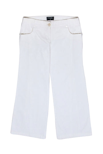 Chanel - White Cropped Denim Pants Sz