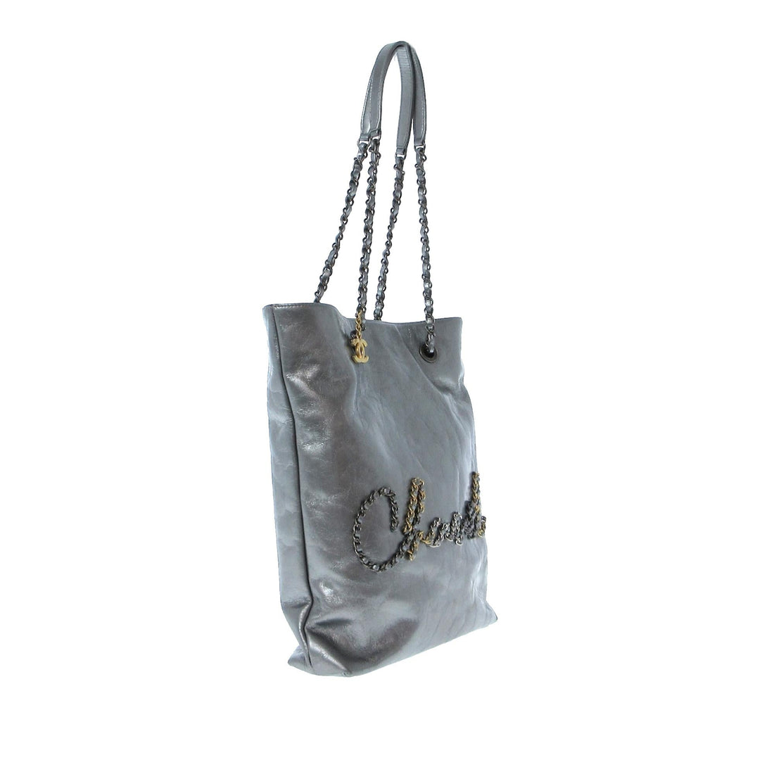 Pearl Street Bags Chanel Written In Chain Metallic Tote (SHG-iy0JC9)
