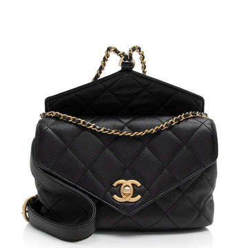 Chanel¬Calfskin Quilted Carry With Chic Flap Waist Bag (SHF-zM1SNQ)