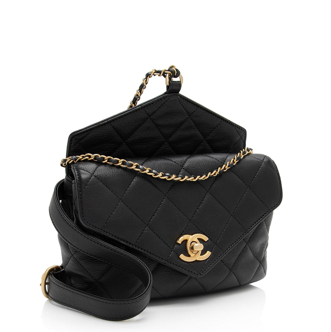 Chanel¬Calfskin Quilted Carry With Chic Flap Waist Bag (SHF-zM1SNQ)
