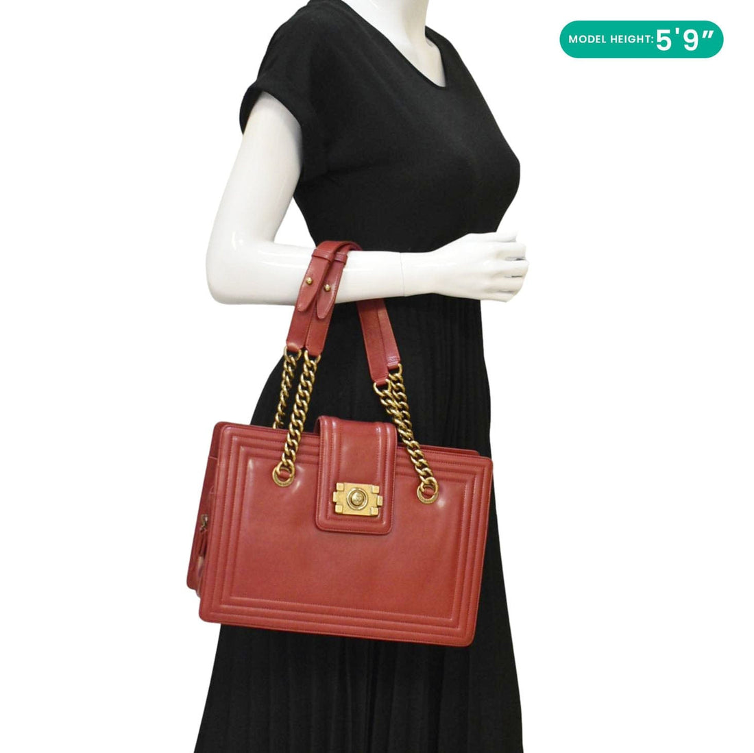 Pearl Street Bags Chanel Jetsetter Boy Leather Tote Bag Red