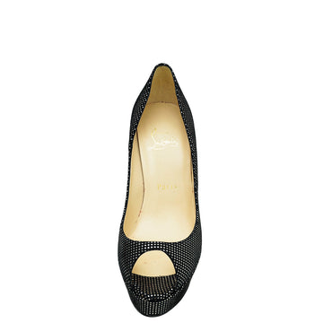 Christian Louboutin Black Suede Lady Peep Pumps 37.5