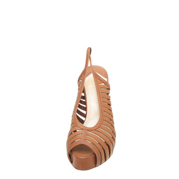 Christian Louboutin Brown Buchon 120 Slingback 37.5