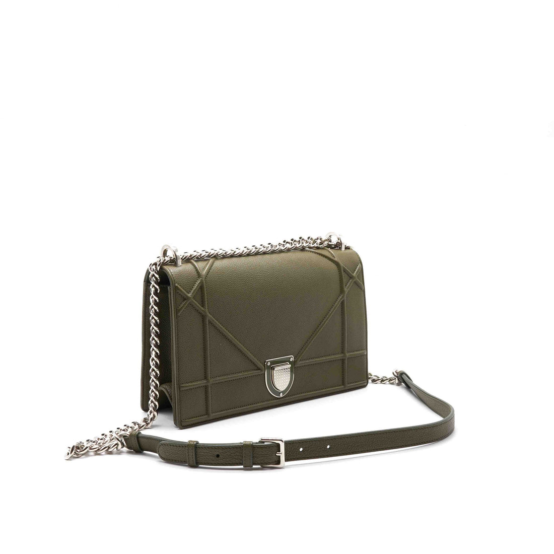 Top quality Dior Olive Leather Medium Top quality Diorama Shoulder Bag