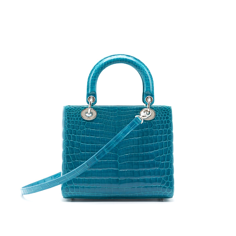 Top quality Dior alligator Medium Turquoise Lady Top quality Dior Tote