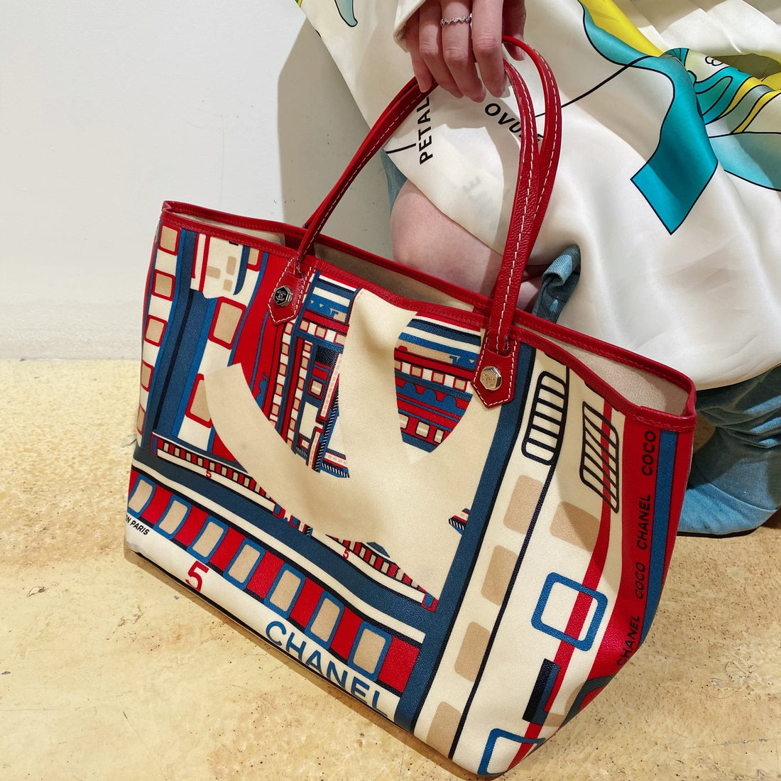 Chanel No.5  Flower Pattern Red Tote