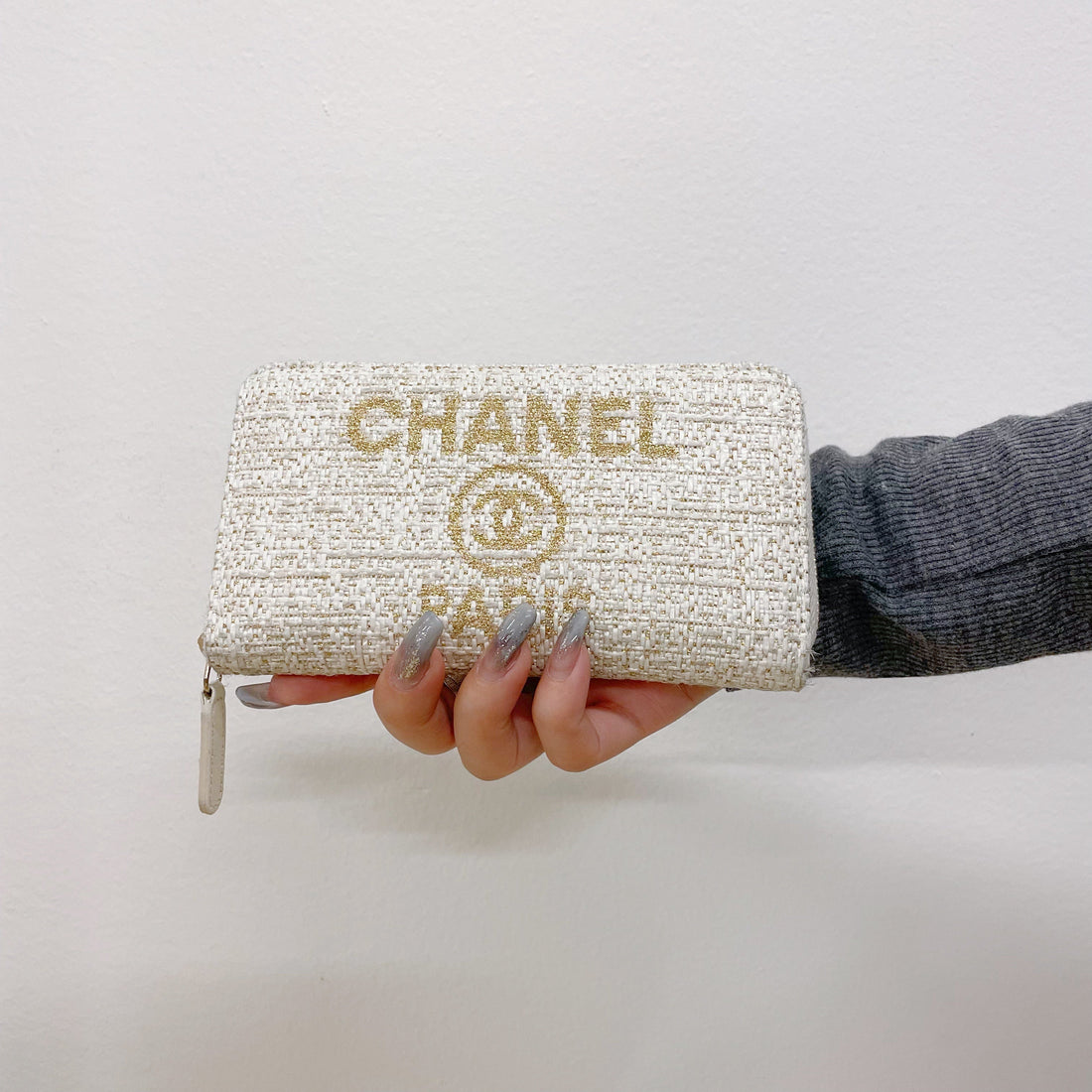 Chanel Canvas Deauville Large Zip Around Wallet