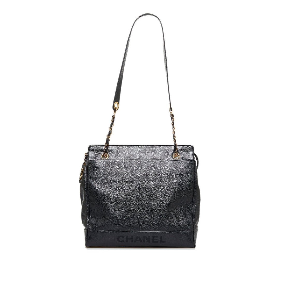 Black Top Quality Chanel Caviar Chain Tote