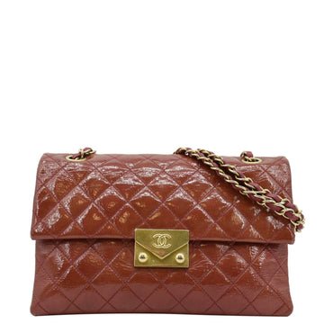 Chanel 3 Pocket Accordion Flap Small  Leather Shoulder Bag Red