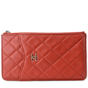 Pearl Street Bags Chanel Classic Caviar Quilted Leather Flat Wallet Pouch Red