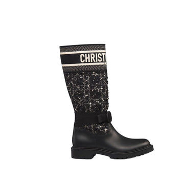 DD D MAJOR BOOT CALFSKIN AND CANNAGE TWEED BLACK AND WHITE KCI981CWY S17X