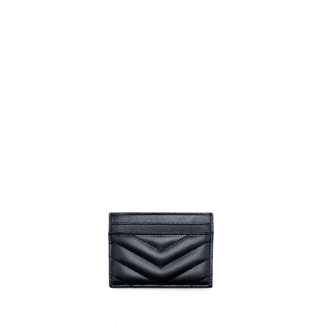 Saint Laurent/YSL Cassandre Matelasse Card Case in Grain Depoudre Embossed CalBNkin Black with Black Hardware