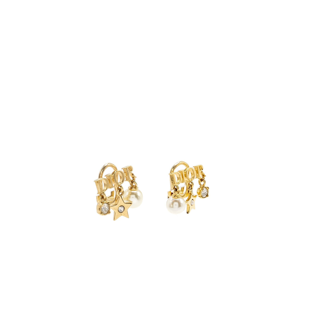 Top quality Dior CD Logo Ear Clips Pearl Gold Tone