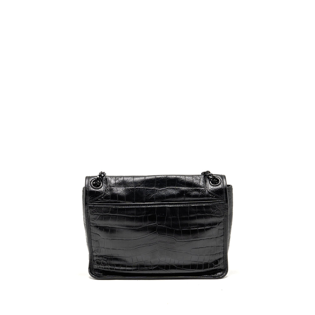 Saint Laurent/YSL Medium Niki Bag Crocodile-Embossed Black CalBNkin Black Hardware