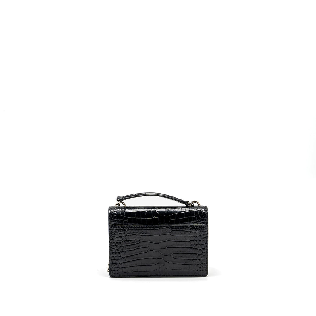Saint Laurent/YSL Sunset Bag Croc-Embossed CalBNkin Black SHW