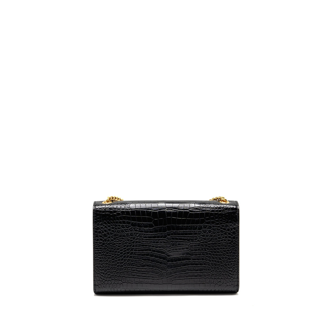 Saint Laurent/YSL Medium Kate Tassel Bag Croc-Embossed CalBNkin Black GHW