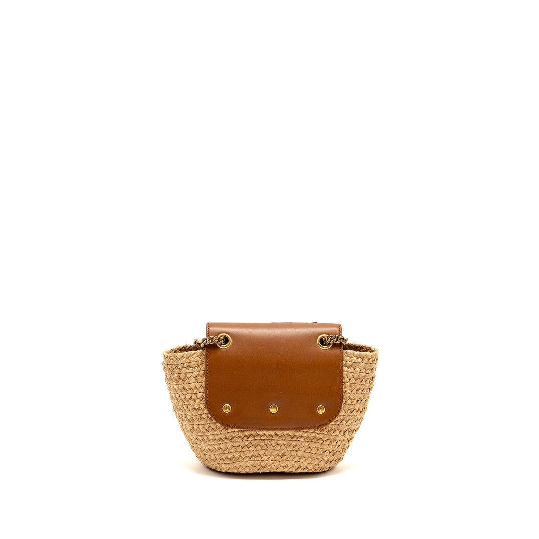 Saint Laurent Mini basket bag Raffia/CalBNkin leather Brown GHW