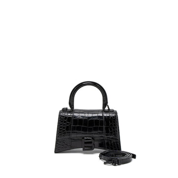 Balenciaga Hourglass XS Croc-Embossed CalBNkin So Black
