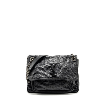 Saint Laurent/YSL Medium Niki Bag Shiny CalBNkin Black SHW