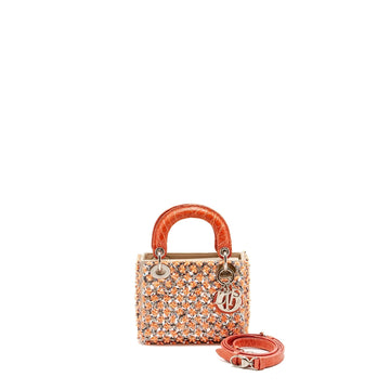 Top quality Dior Mini Lady Top quality Dior limited edition velvet / alligator / sequin light pink