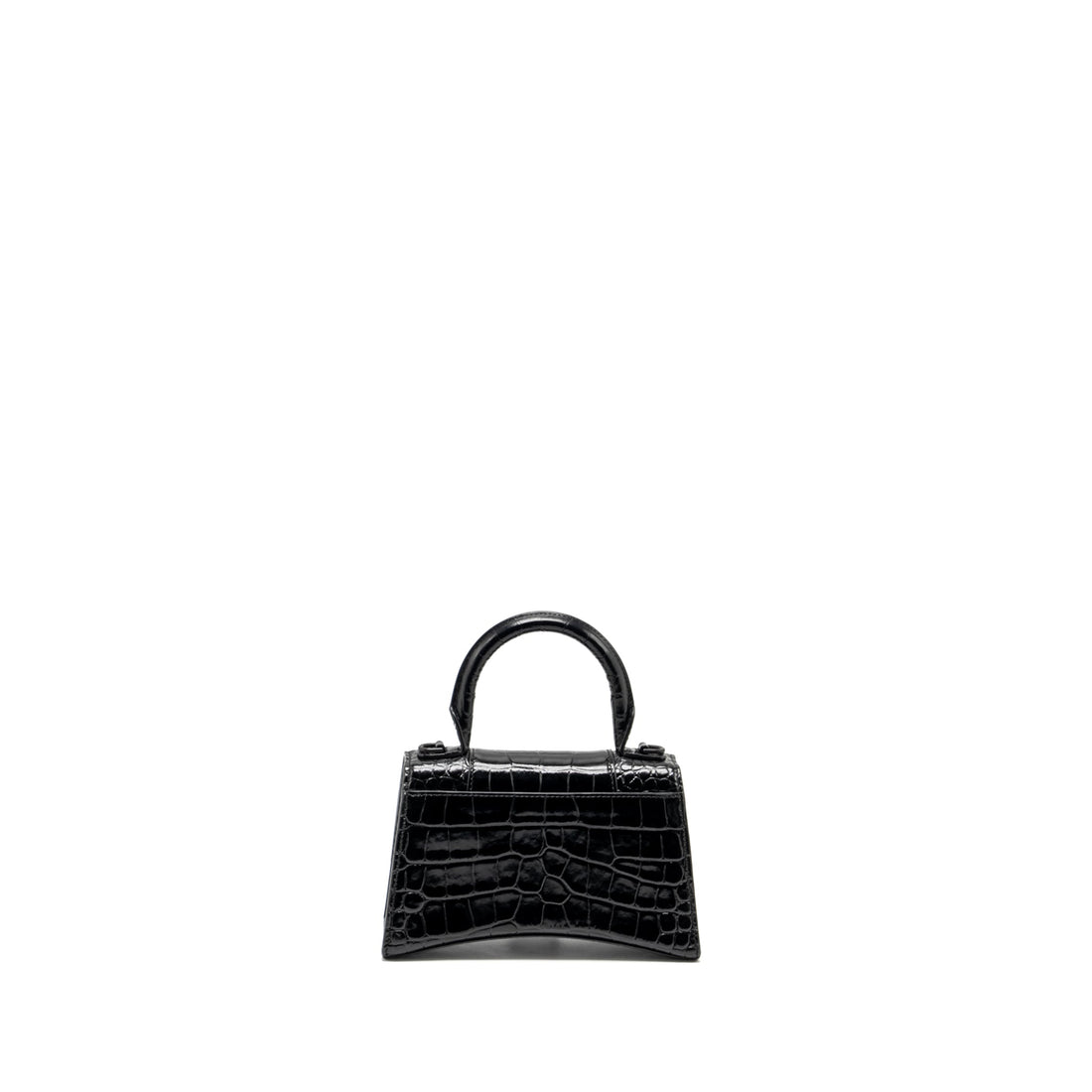 Balenciaga XS Hourglass Croc-embossed CalBNkin So Black