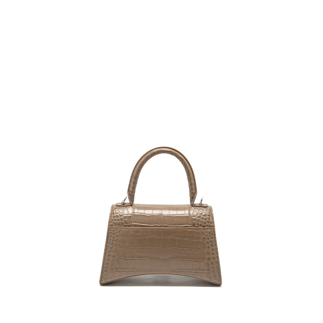 Balenciaga Small Hourglass Bag Croc-Embossed CalBNkin Dark Beige SHW