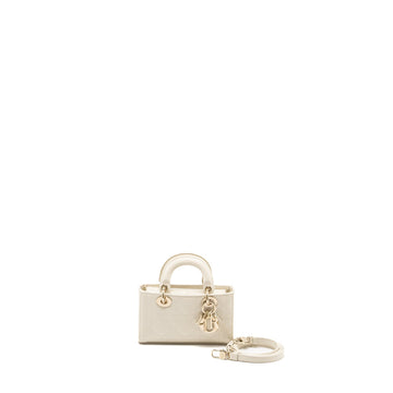 Top quality Dior Lady D-Joy Micro Bag Patent Creamy White